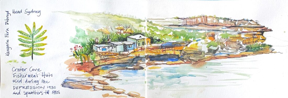Travel journal sketch Crater cove