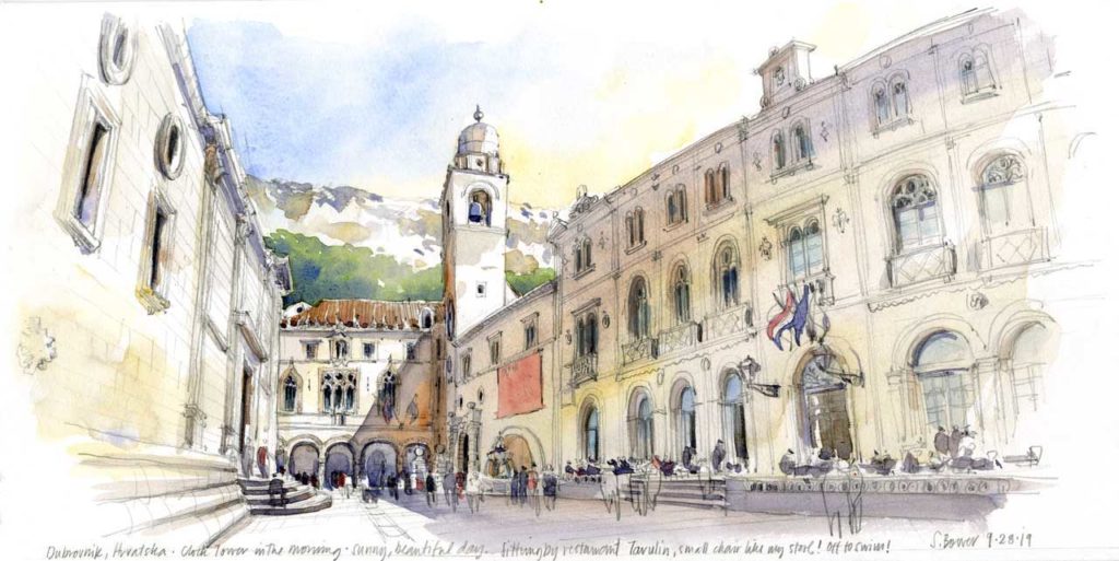 Stephanie Bower Dubrovnik Croatia sketching 2021