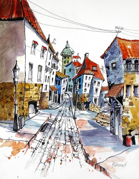Sketching Romania Rae Andrews street